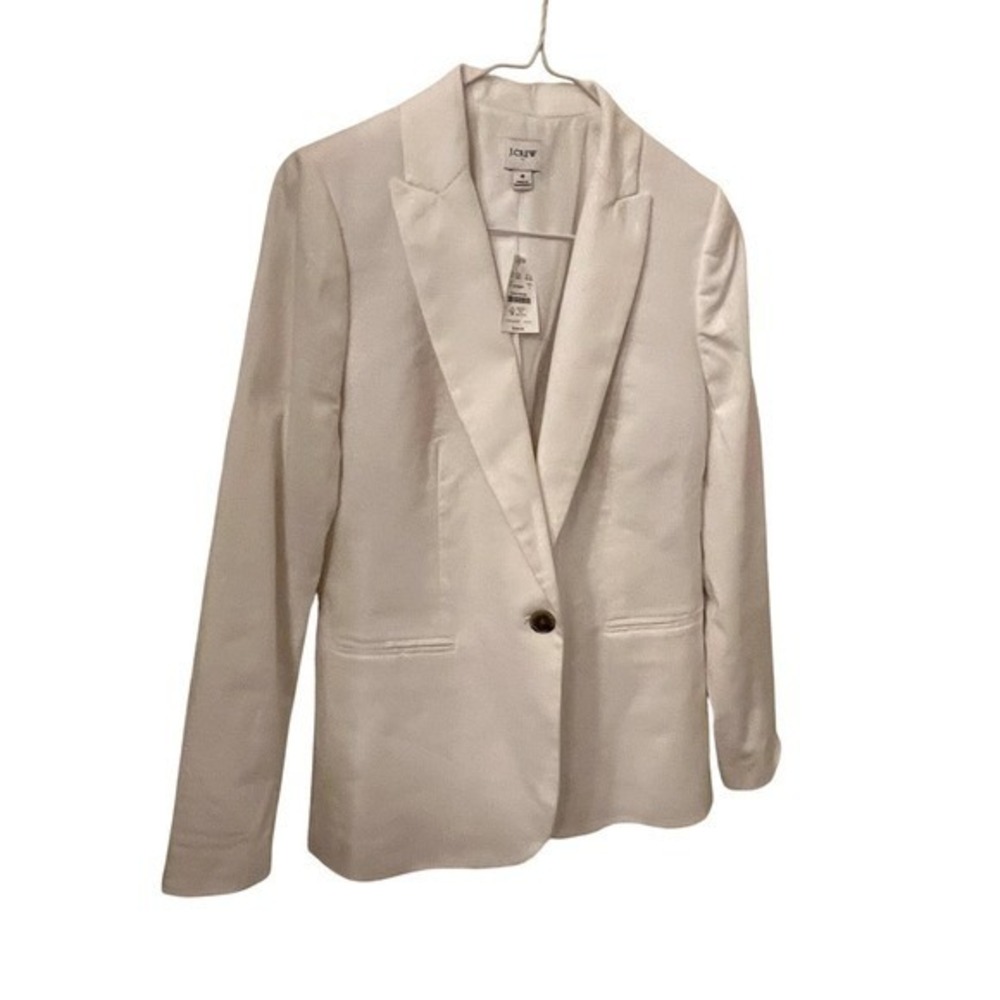 J. Crew NWT White Linen Blend Single Button Blazer. Womens Size 4